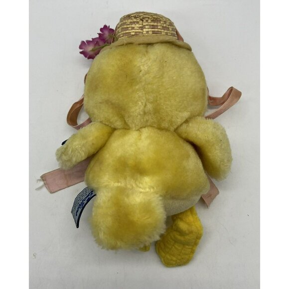 Vintage Emotions Mattel Duck Plush Straw Hat Flowers Blue Eyes Stuffed 7 inch - Picture 7 of 11
